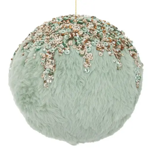 [179657-TT] Sequin Fabric Hanging Bauble Green 5in