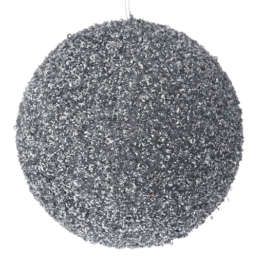 [179674-TT] Glitter Bauble Silver 6in