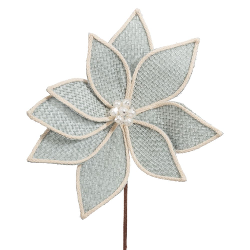 [179677-TT] Fabric Poinsettia Stem Slate Green 24in