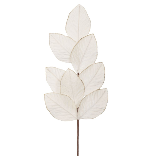 [179690-TT] Glitter Edge Stem with Velvet Leaves Ivory 28in