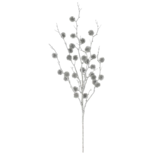 [179719-TT] Glittered Thistle Spray Silver 31in