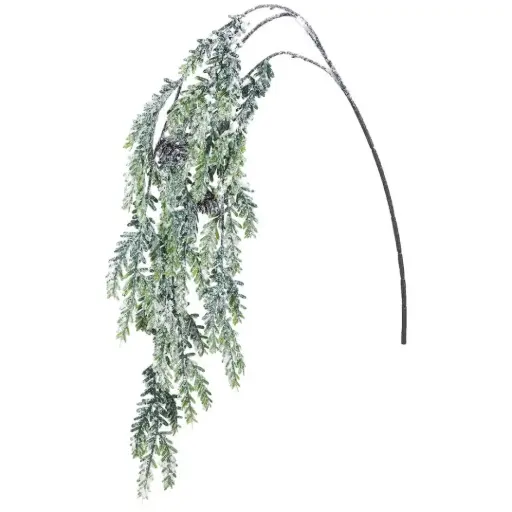 [179723-TT] Snow Hanging Spray with Pine Cones 40in