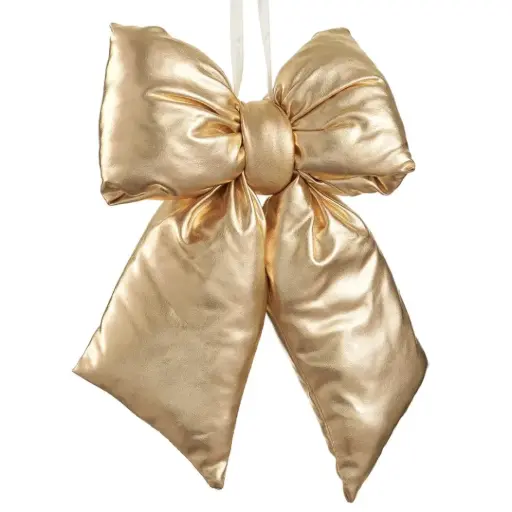 [179753-TT] Metallic Bow Ornament Gold 9.5in