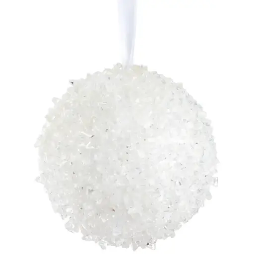 [179755-TT] Iced Ball Ornament White 4in