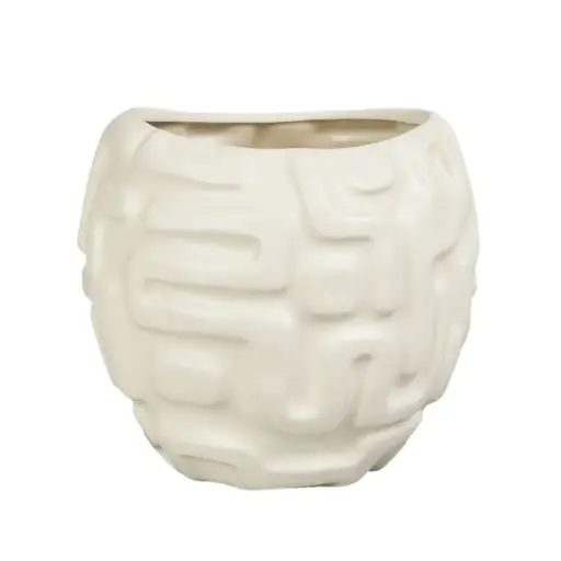 [179819-TT] Isis Stoneware Vase Beige 12.5x11in