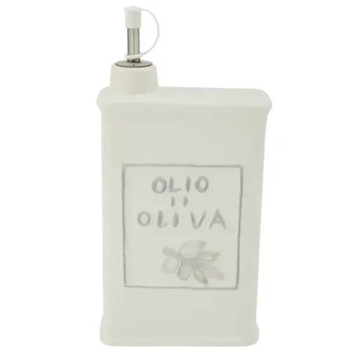 [179855-TT] Ceramic Olive Oil Can White 22oz
