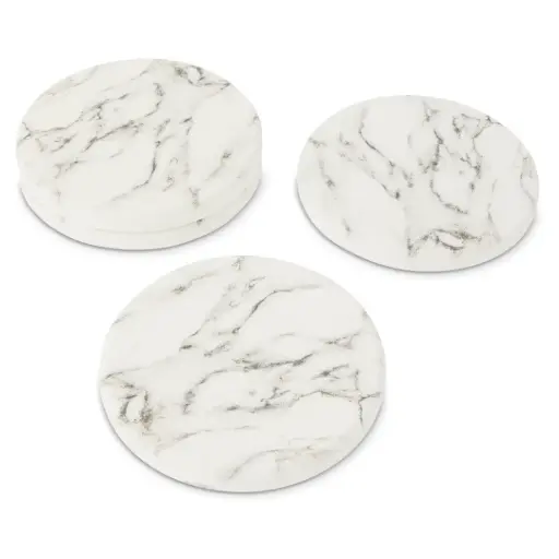 [179863-TT] Diatomite Marble Round Coasters 4pc