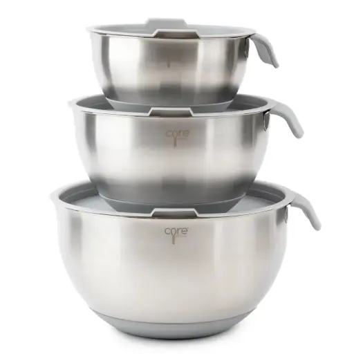 [179866-TT] Essentials non-skid Stainless Steel Mixing Bowls with Lids Set 6pc