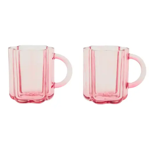 [179872-TT] Flower Mug Set Rose 2pc