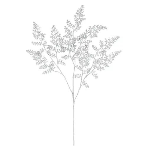 [179904-TT] Glittered Maidenhair Fern Branch Silver 43in