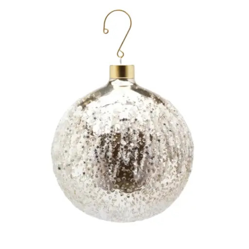 [179909-TT] Glass Ball Star Decoration Silver 5in