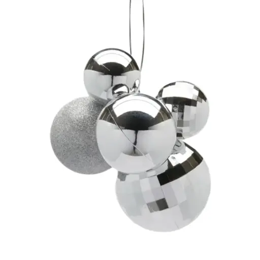 [179935-TT] Mirror Ornament Cluster Silver