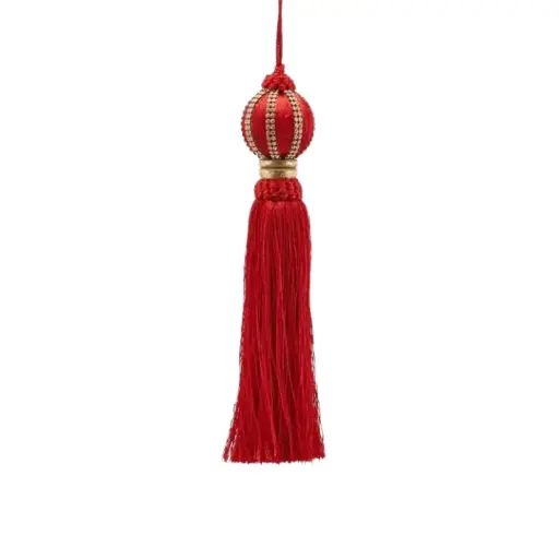 [179955-TT] Hanging Tassel Decoration Red and Gold 11in
