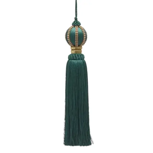 [179956-TT] Hanging Tassel Decoration Gold and Green 11in