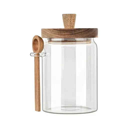 [180027-TT] Allure Glass Storage Container with Spoon 0.85L