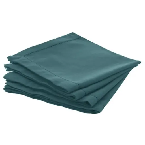 [180081-TT] Chambray Napkin Set Teal 4pc