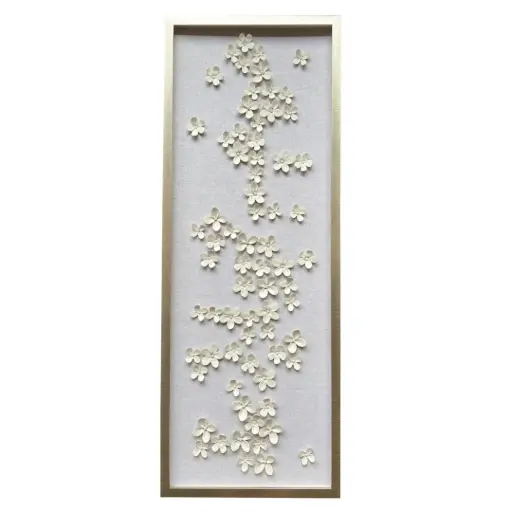 [180140-TT] Charney Dimensional Flower Shadowbox Art 16x42in
