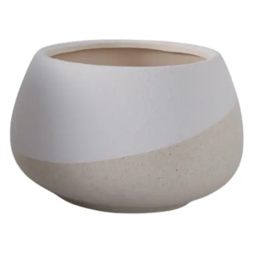 [180162-TT] Half-Dipped Planter White Natural 9in