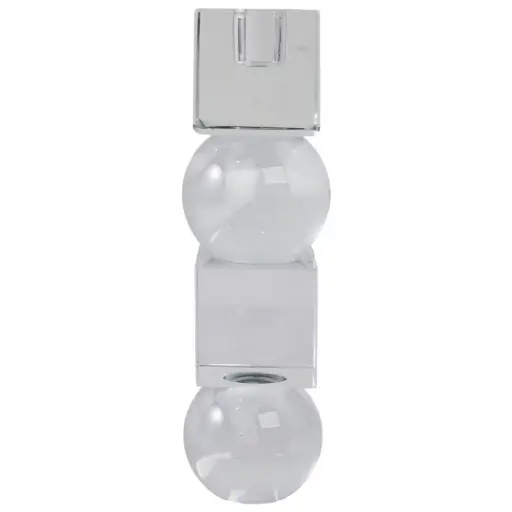 [180170-TT] Crystal Orbs & Blocks Taper Candleholder Clear 8in