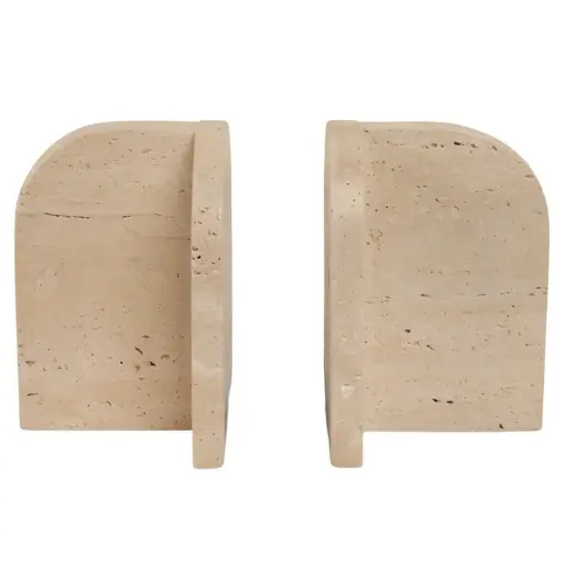 [180171-TT] Arched Travertine Bookends Set 6in