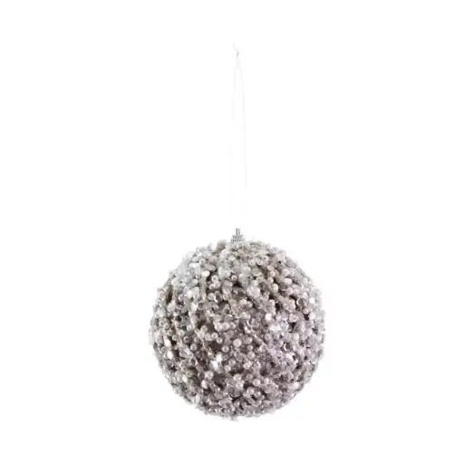 [180359-TT] Foam Ball Ornament with Faux Pearls & Beads 5in