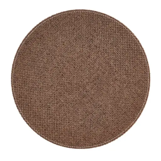 [180426-TT] Basketweave Round Placemat Brown