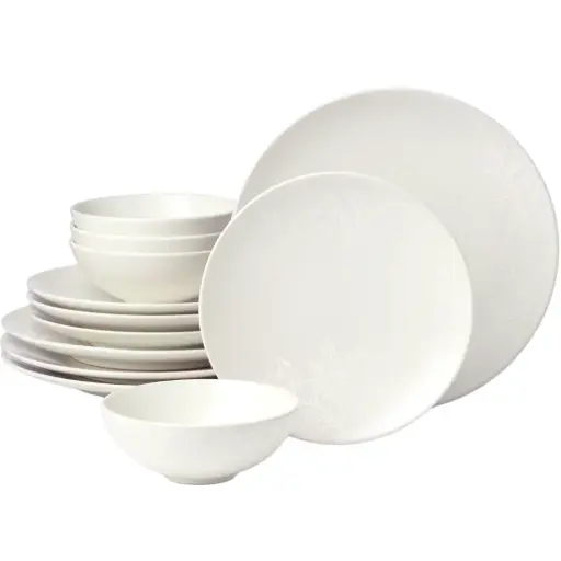 [180509-TT] Oneida Roseto White Dinnerware Set 12pc