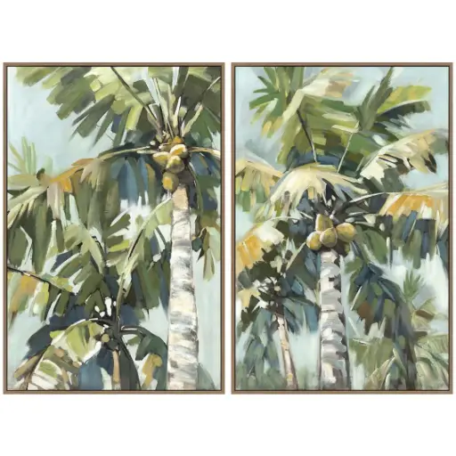 [180523-TT] Palm Serenade Framed Canvas 2pc 24x36in