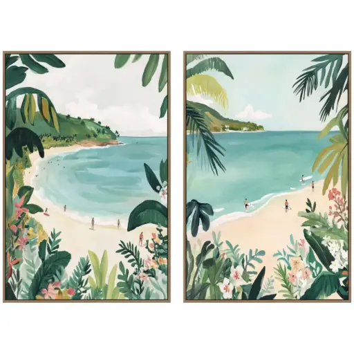 [180534-TT] Eternal Summer Framed Canvas Set 2pc 24x36in