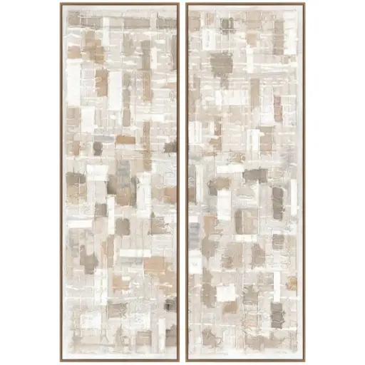 [180553-TT] Earth Tones Mosaic Canvas 2pc 20x60in