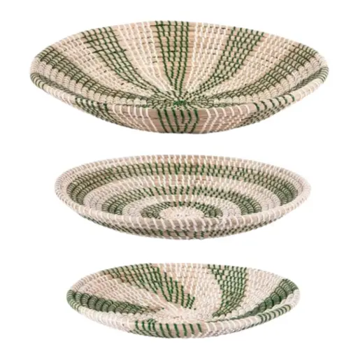 [180809-TT] Seagrass Bowl Set Green 3pc