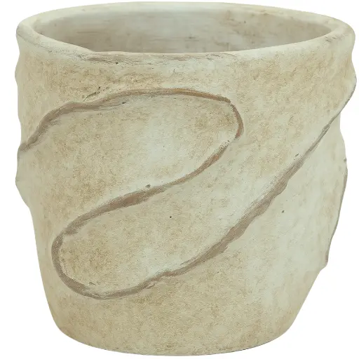 [180868-TT] Swirl Design Planter Beige 5.5in