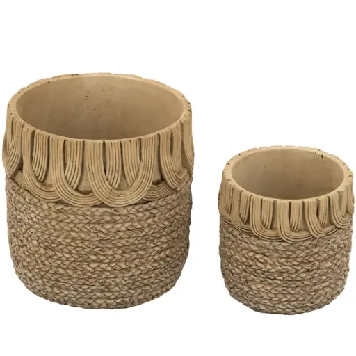 [180876-TT] Loop Woven Basket Cement Planter 5.7in