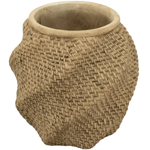 [180878-TT] Woven Texture Cement Planter 10in