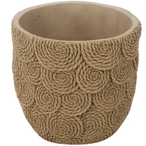 [180879-TT] Swirl Woven Basket Cement Planter 7.5in