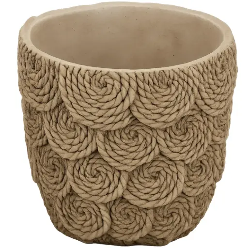 [180880-TT] Swirl Woven Basket Cement Planter 5.5in