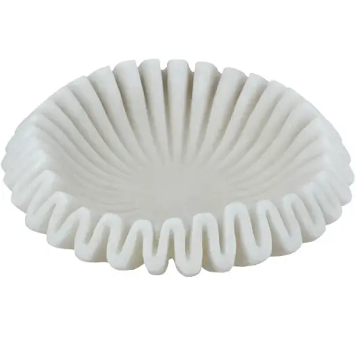 [180888-TT] White Resin Wavy Bowl 9.5in