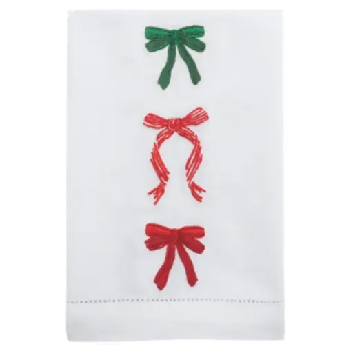 [180942-TT] Embroidered Kitchen Towel Three Bows