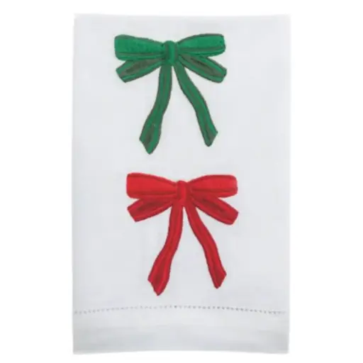 [180944-TT] Embroidered Kitchen Towel Two Bows