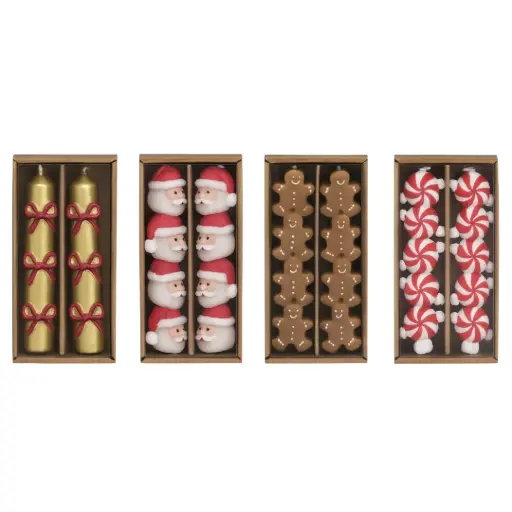 [180948-TT] Christmas Mini Taper Candle Set 2pc Assorted