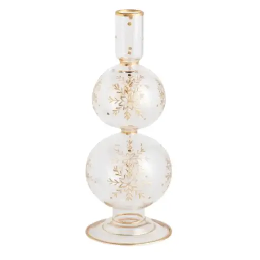 [180952-TT] Etched Snowflake Taper Holder Large 9in