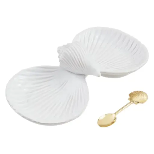 [180954-TT] Fan Shell Double Tidbit Set 2pc