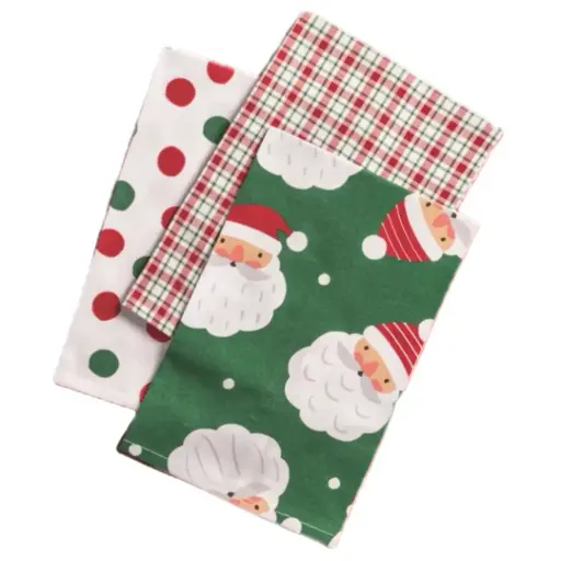 [180956-TT] Gingerbread House Santa Big Face Towel Set 3pc