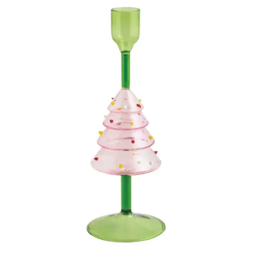 [180958-TT] Glass Taper Holder Tree 7.5in