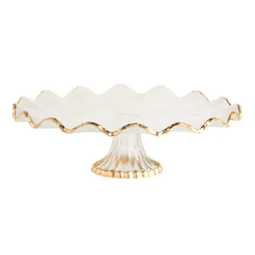 [180967-TT] Gold Edge Ruffle Cake Stand 13in
