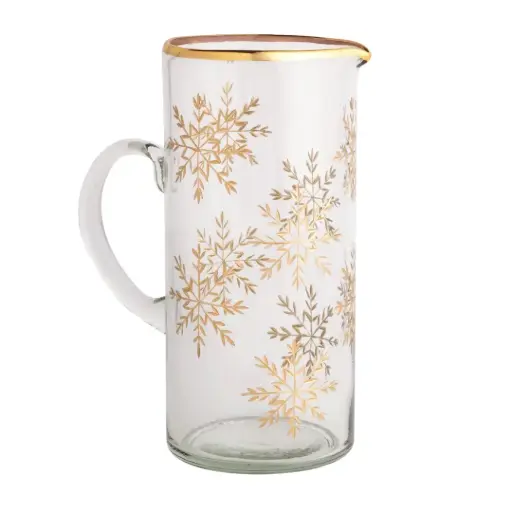 [180969-TT] Gold Etched Snowflake Pitcher 54oz