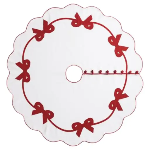 [180986-TT] Red Bow Tree Skirt 54in