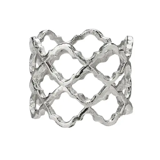 [181037-TT] Lattice Napkin Ring Silver