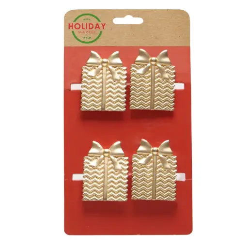 [181039-TT] Present Napkin Ring Set Brushed Gold 4pc