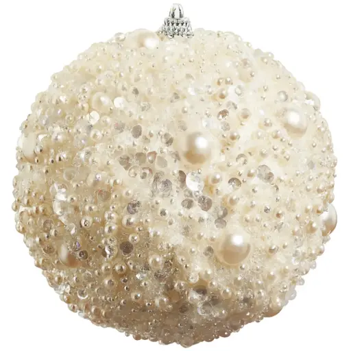 [181042-TT] Pearl Embellished Ball Ornament 5in
